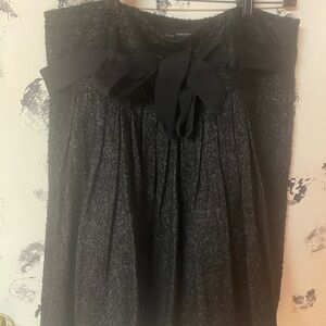 Zara Charcoal gray vintage kosher Tweed Skirt with Ribbon